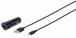 Vivanco Kfz Ladegerät 2.4A, inkl. Micro USB Kabel, 1.2m, schwarz – USB C Kabel/Adapter/Ladegerät