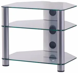 Balcar RX2130-C-SLV HiFi-Rack RX2130 Klarglas Alu – TV Möbel – silber