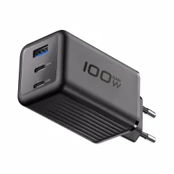 Cellularline ACH GaN+ 3 Ports 100W Ladegerät – USB C Kabel/Adapter/Ladegerät – schwarz