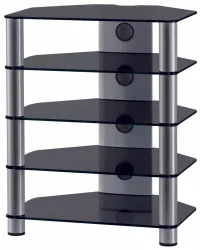 Balcar RX2150-B-SLV HiFi-Rack RX2150 Schwarzglas Alu – TV Möbel