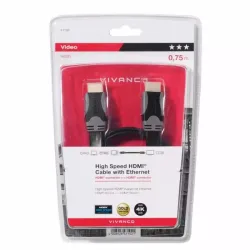 Vivanco High Speed HDMi Kabel mit Ethernet, 0.75m, schwarz – Video Kabel/HDMI Kabel