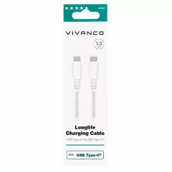 Vivanco USB-C - USB-C 1.5m Weiss Longlife USB-C Kable, white, 1.5m – USB C Kabel/Adapter/Ladegerät