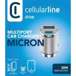 Cellularline Car Charger Micron 30W Multipower Charger – USB C Kabel/Adapter/Ladegerät