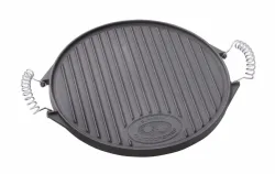 OUTDOORCHEF Gusseisenplatte 33cm Gusseisenplatte m. 2 Griffen – Grillplatte/Grillrost – schwarz