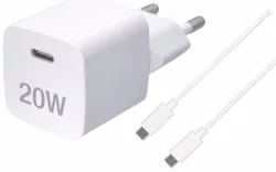 Vivanco SuperFast Charger Set 20W Schnellladegerät inkl. USB-Type-C Kabel, 20W – USB C Kabel/Adapter/Ladegerät