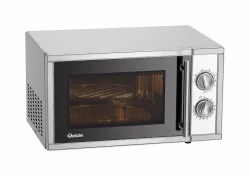 Bartscher Mikrowellengerät mit Grill 23L, 900W Mikrowelle – Gastro Backofen/Gastro Kochfeld/Gastro Mikrowelle – chrom