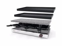 Koenig Elegance «Grill und Stein» Raclettegerät – Raclette Ofen/Raclette Grill – schwarz / chrom