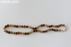 Amberstyle Bernsteinkette cognac grän 32cm mit Karabinerverschluss