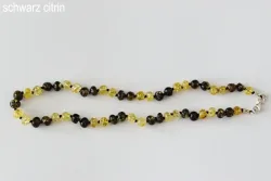 Amberstyle Bernsteinkette schwarz citrin 32cm mit Karabinerverschluss