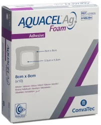 ConvaTec AQUACEL Ag Foam adhäsiv 8x8cm (10 Stk)