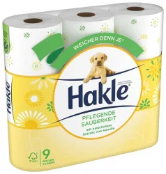 Hakle Pflegende Sauberkeit Toilettenpapier, 9 Rollen