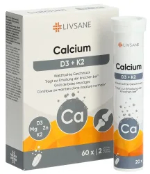 Livsane Calcium + D3 + K2 Brausetabletten (60 Stk)