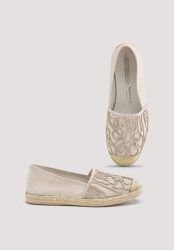 hessnatur Damen Bestickte Espadrilles mit Bio-Baumwolle - beige Grösse36