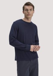 hessnatur Herren Heavy Jersey Longsleeve Relaxed aus Bio-Baumwolle - blau Grösse48