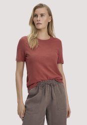hessnatur Damen T-Shirt Relaxed aus Leinen und Bio-Baumwolle - braun Grösse34