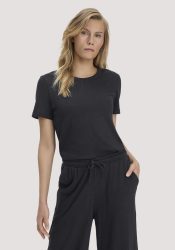 hessnatur Damen T-Shirt Relaxed aus Leinen und Bio-Baumwolle - schwarz Grösse34
