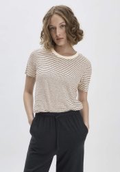 hessnatur Damen Streifen T-Shirt Relaxed aus Leinen mit reiner Bio-Baumwolle - weiß Grösse46