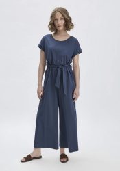 hessnatur Damen Jersey Jumpsuit Oversize aus Bio-Baumwolle - blau Grösse42