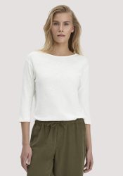 hessnatur Damen Longsleeve Relaxed aus Leinen mit reiner Bio-Baumwolle - weiß Grösse48
