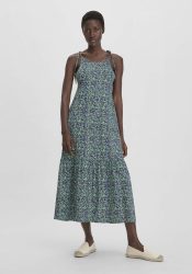 hessnatur Damen Print Jersey Kleid Midi Relaxed aus Bio-Baumwolle - grün Grösse34
