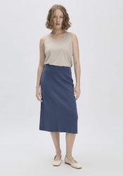 hessnatur Damen Strick Rock Midi Regular aus Bio-Baumwolle - blau GrösseXS