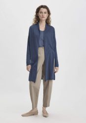 hessnatur Damen Strick Jacke Oversized aus TENCEL™ Lyocell mit Bio-Baumwolle - blau GrösseXS