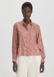 hessnatur Damen Print Bluse Relaxed aus LENZING™ ECOVERO™ Viskose - braun Grösse48