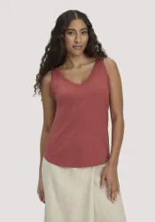 hessnatur Damen Jersey Top Regular aus Leinen und Bio-Baumwolle - braun Grösse34