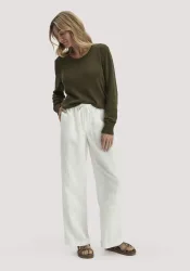 hessnatur Damen Hose Wide Leg aus TENCEL? Lyocell mit Leinen - weiß - Größe 46