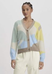 hessnatur Damen Intarsia Strick Jacke Relaxed aus Bio-Baumwolle - beige GrösseL