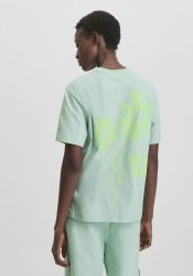 hessnatur Damen Print T-Shirt Oversize aus Bio-Baumwolle - grün Grösse36