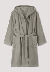 hessnatur Kurzer Bademantel Relaxed aus Bio-Baumwolle - beige GrösseL