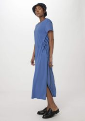 hessnatur Damen Jersey Kleid Midi Regular aus Bio-Baumwolle - blau Grösse36