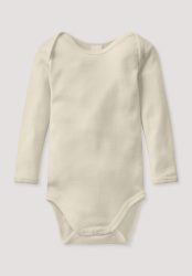 hessnatur Baby Body Langarm aus Bio-Merinowolle mit Seide - naturfarben Grösse86/92