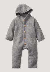 hessnatur Baby Wollwalk Overall aus Bio-Merinowolle - grau Grösse74/80