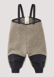 hessnatur Baby Wollwalk Latzhose aus Bio-Merinowolle mit Nature Shell - grau - Größe 86/92