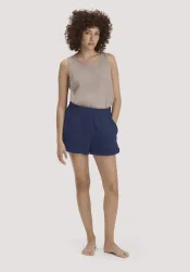 hessnatur Damen Musselin Schlafshorts PURE COMFORT aus Bio-Baumwolle - blau Grösse48