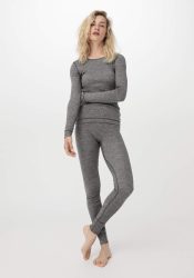 hessnatur Damen Langarmshirt SILK & WARM TOUCH mit Bio-Merinowolle und Seide - grau Grösse36
