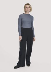 hessnatur Damen Jersey Hose Wide Leg Relaxed aus Bio-Baumwolle - schwarz Grösse36