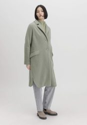 hessnatur Damen Wollfleece Mantel Regular aus Bio-Merinowolle mit Bio-Baumwolle - grün Grösse36