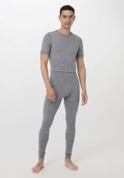 hessnatur Herren Leggings Regular aus Bio-Baumwolle mit Bio-Merinowolle und Seide - grau Grösse6 = L