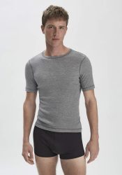 hessnatur Herren T-Shirt PURE FUNCTION mit Bio-Merinowolle und Seide - grau Grösse7 = XL