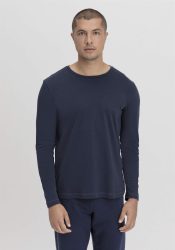 hessnatur Herren Longsleeve PURE NATURE aus Bio-Baumwolle - blau Grösse48