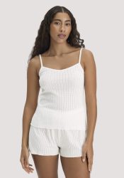 hessnatur Damen Pointelle Spaghetti Top PURE COTTON aus Bio-Baumwolle - weiß Grösse40