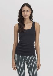 hessnatur Damen Rundhals Tanktop im 2-Pack PURE COTTON aus Bio-Baumwolle - schwarz Grösse48