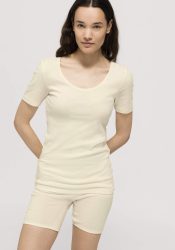 hessnatur Damen T-Shirt Rundhals PURE NATURE aus Bio-Baumwolle - naturfarben Grösse42