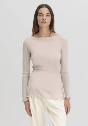 hessnatur Damen Longsleeve WARM TOUCH aus Bio-Merinowolle und TENCEL™ Lyocell - beige Grösse40