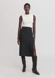 hessnatur Damen Rock Midi Regular aus TENCEL™ Lyocell - schwarz Grösse46