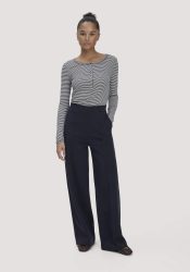 hessnatur Damen Jersey Hose Wide Leg Relaxed aus Bio-Baumwolle - blau Grösse40