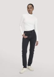 hessnatur Damen Jeans HANNA High Rise Mom aus Bio-Denim - schwarz Grösse33/32